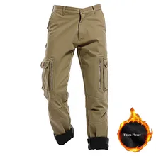 Новые зимние толстые теплые бархатные мужские Мульти-карманные военные тактические брюки карго из флиса и хлопка повседневные рабочие брюки размера плюс 51