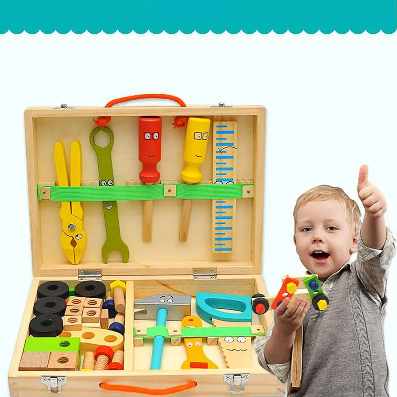 

2019 New 1Set Children's Simulation House Wooden Service Box Tool Repair Kit Funny Baby Kids Child Toy Gifts