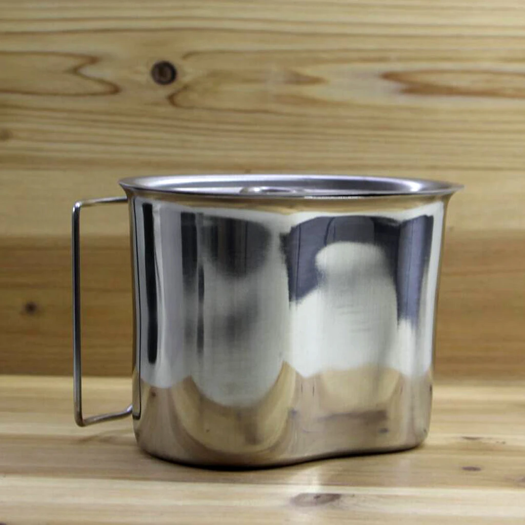 Stainless Steel Canteen Cup with Handle Camping Hiking Water Cup 2