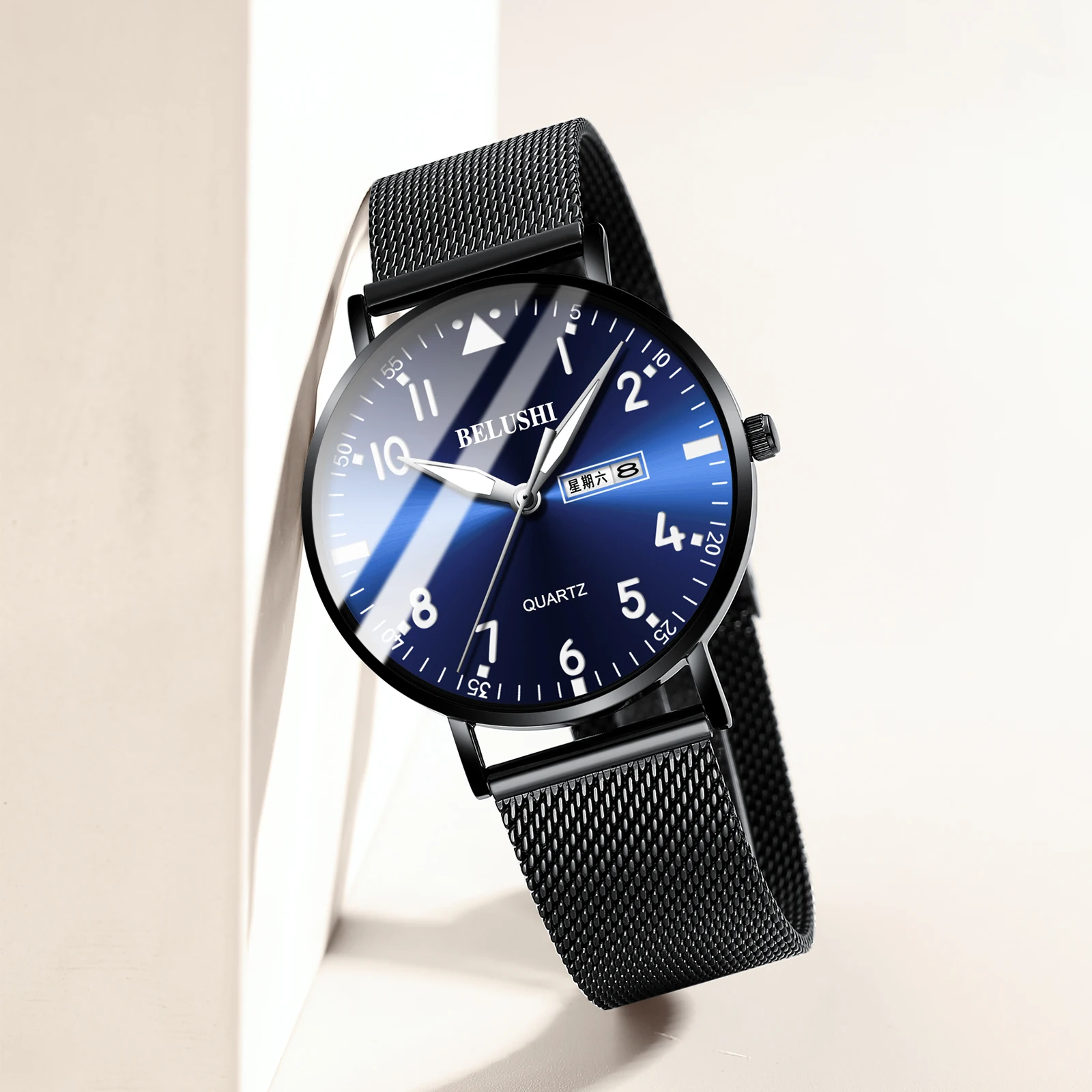 

2020 new fashion brand men's watch leather strap casual waterproof watch men's sports quartz watch men's dress calendar watch