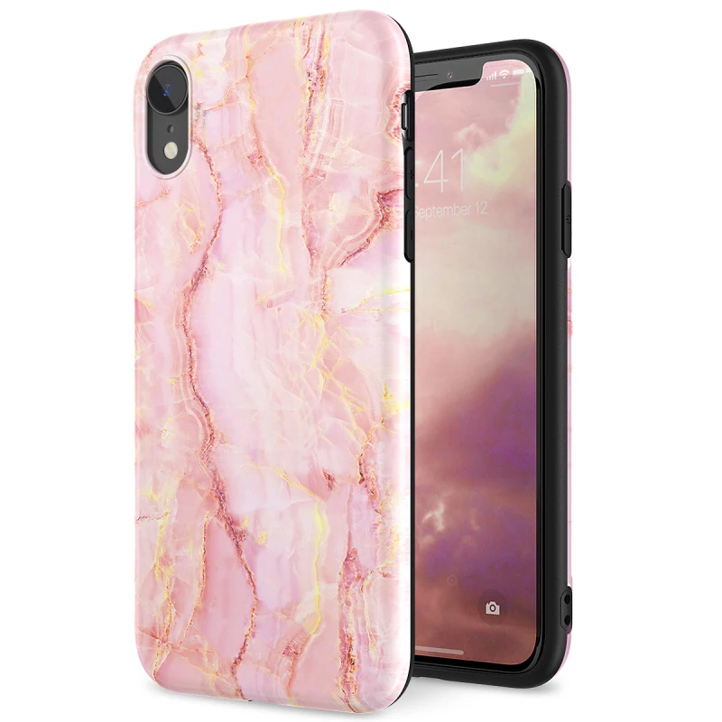 Мраморный мягкий чехол GrandEver для iPhone 8 7 X Xs Мягкий Силиконовый ТПУ с полной защитой