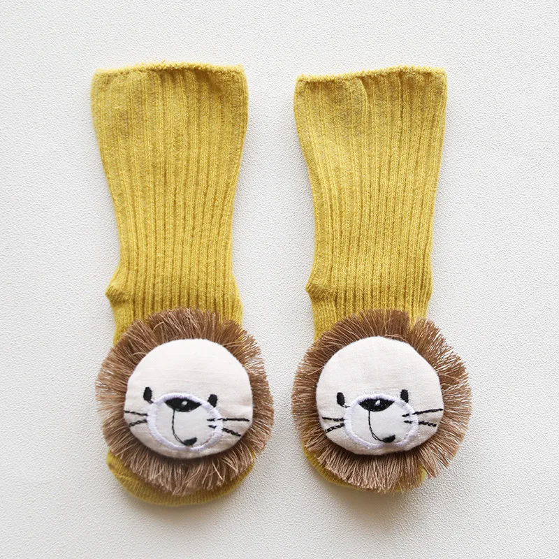 new Autumn Baby Cartoon Non-slip Floor Socks Cotton Cute Japan Style Toddlers Kids Walk Socks 0-3y - Цвет: yellow