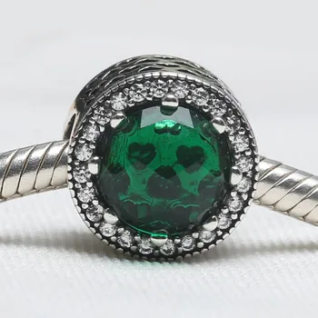 

Authentic S925 Bead Radiant Hearts Charm fit Lady Bracelet Bangle Navy Green Red Clear CZ