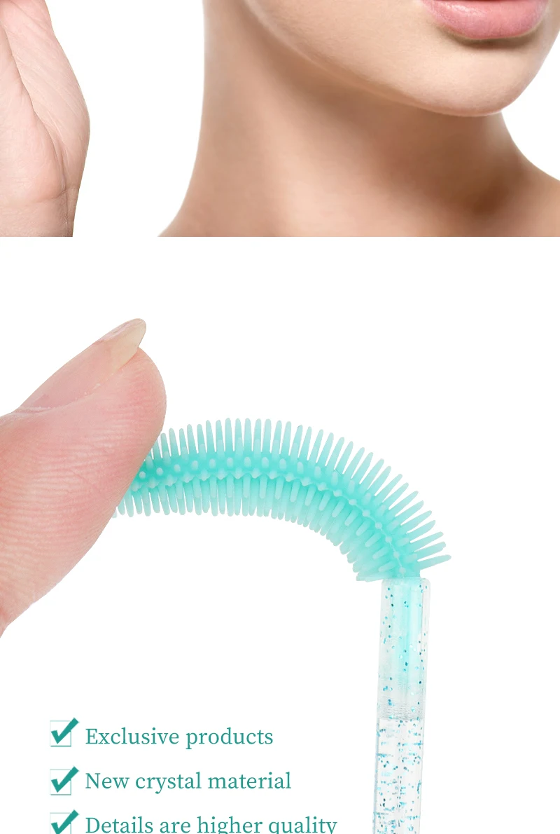 Description Picture 6 of item50pcs Disposable Eyelash brushes silicon microbrush crystal Handle Mascara Wands Female eyebrow Lash Extension Spoolie Brush