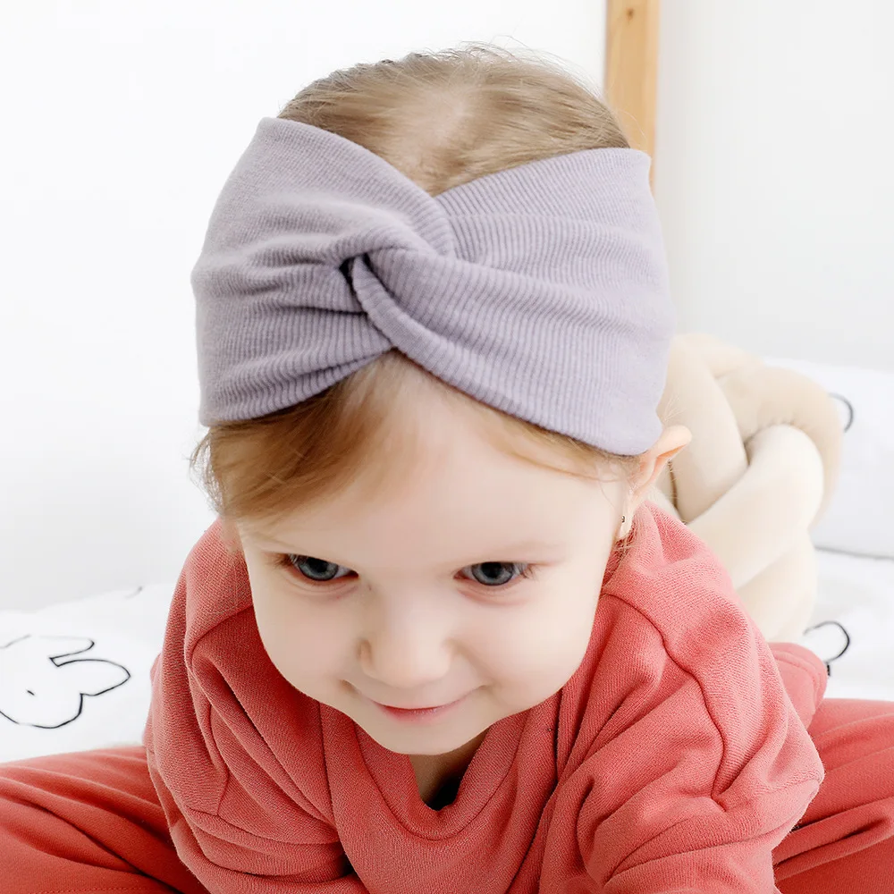 Solid Color Girls Winter Autumn Headband Twisted Knotted Soft Elastic Baby Girl Soft Elastic turban twist headband Headwear