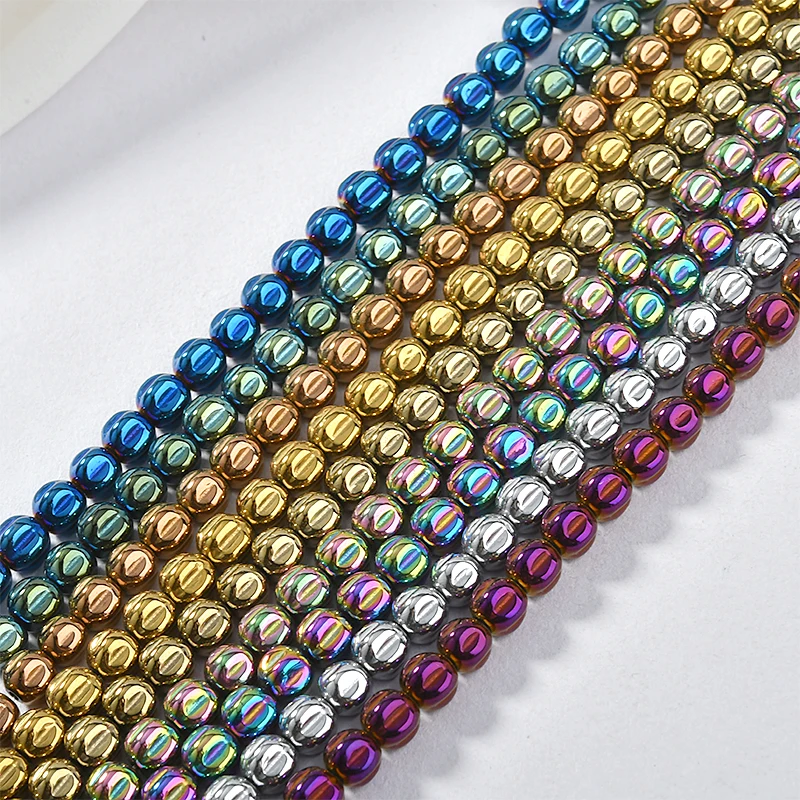 Colorful Black Stone 8mm Pumpkin Beads DIY Ear Stud Bracelet Necklace Antique Hairpin Material Handmade Beaded 55pcs | Украшения и