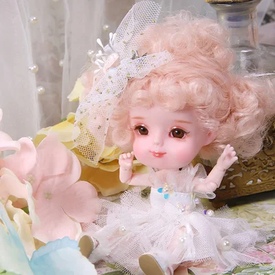 Dream Fairy 1/12 BJD кукла Додо кукла ob11 14 см мини-кукла 26 шарнир тела милый детский подарок игрушка Ангел сюрприз кукла - Цвет: White rose