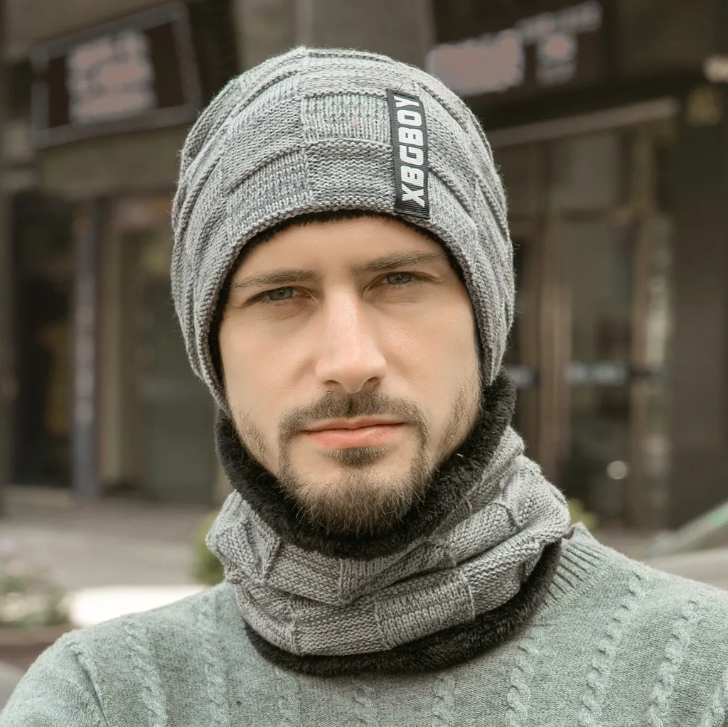 Шапка унисекс, зимний шарф с ветровым стеклом, черная шапка, хлопок ...