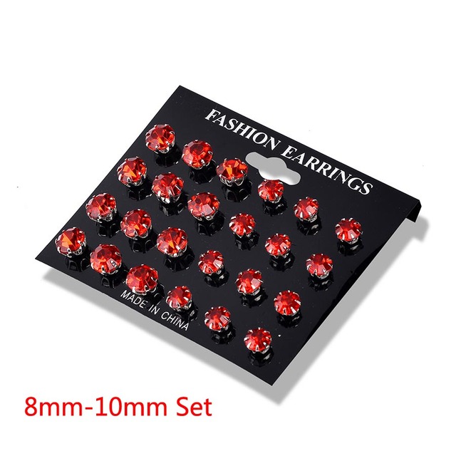 12 Pair/Pack White Shiny Wedding Stud Earrings Set For Women Men Crystal Jewelry Accessories Oorbellen Jewelry Earrings