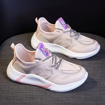 

PINSEN Fashion Sneakers Women Breathable Mesh Trainers Shoes Woman Lace-up Basket Femme Flats Creepers Moccasins Ladies Shoes