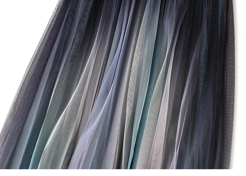 TIGENA אופנה ארוך קפלים טול חצאית נשים 2021 קיץ קוריאני שיפוע אסתטי רשת קו גבוהה מותן מקסי חצאית נקבה