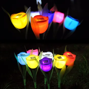 

2V Solar LED Lantern Light Fairy Flower Tulip Lamp Garden Christmas Holiday Wedding Party Decoration