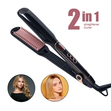 

2 in 1 Professional Hair Curler Hair Straightener Flat Iron Straightening Curler Iron Hair Curling Corrugated Curling Styling