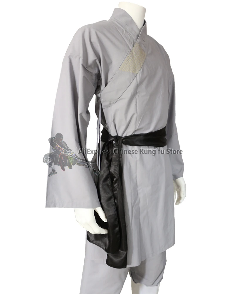 Online Kinder Erwachsene Beliebte Grau Baumwolle Shaolin Uniform Buddhistischen Robe kampfkunst Tai chi Kung fu Anzug