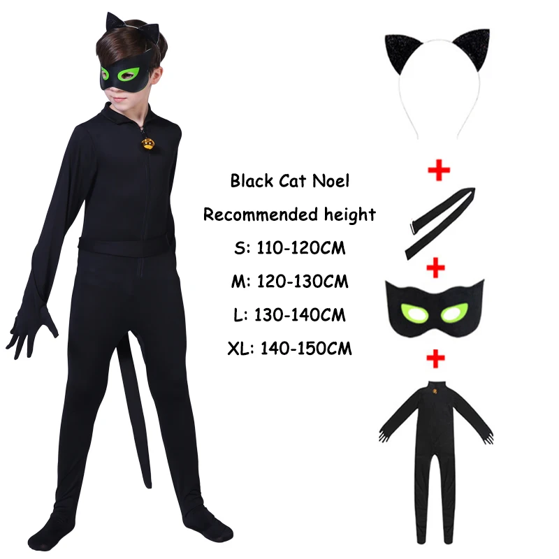 Child Black Cat Noir Cosplay Costume Magic Halloween Christmas Jumpsuit Boy Adrian Marinette Super Hero Cosplay Zentai Aliexpress