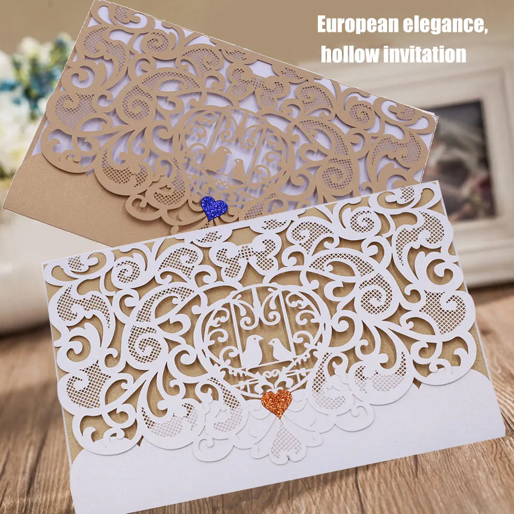  20 Pcs Invitation Card Hollow European Style Exquisite for Wedding Business Birthday Party 2019ing - 4.00052E+12