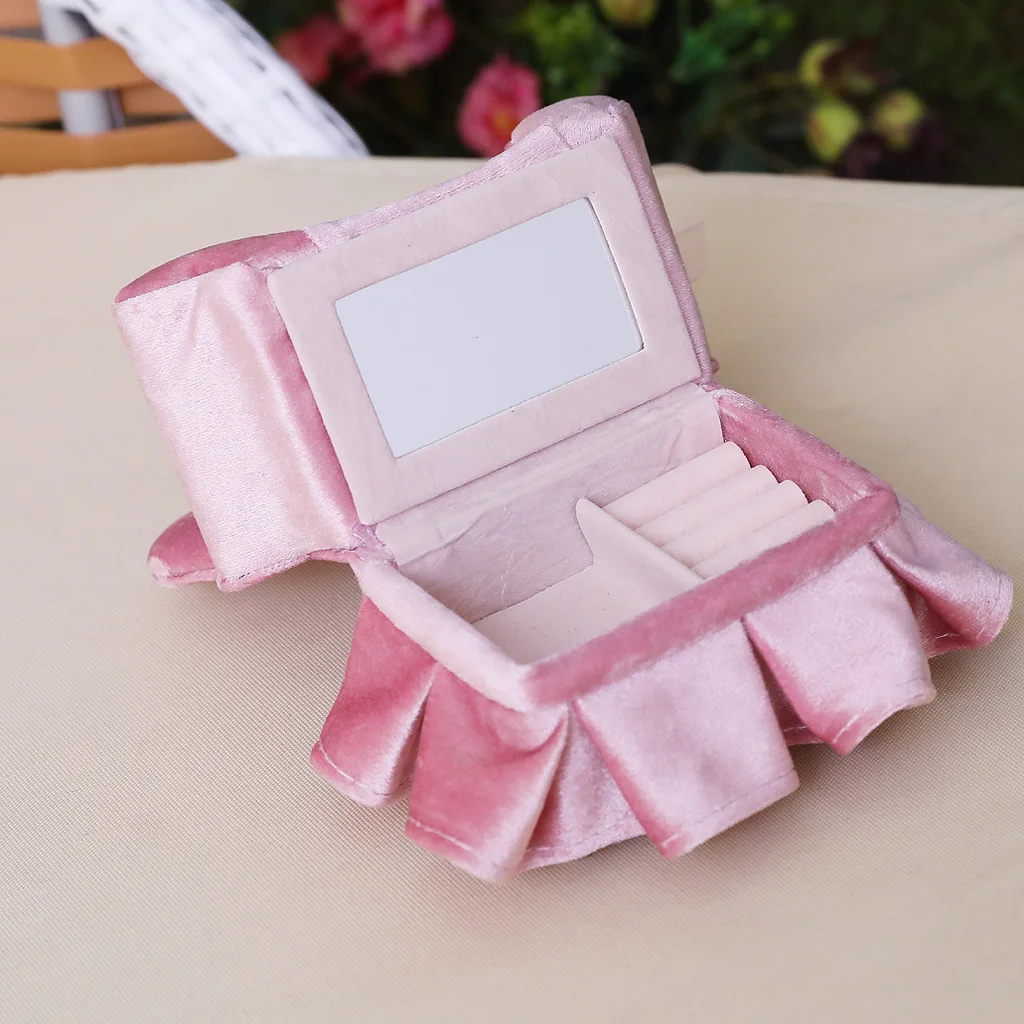 Chic Pink Sofa Jewelry Storage Box Case Necklace Earrings Organizer Case