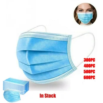 

500Pcs Blue Disposable Mask Mascarilla Mascarar Dustproof Faceshields Mouth Cover 3ply Mouth Cover Masque Mondkapjes