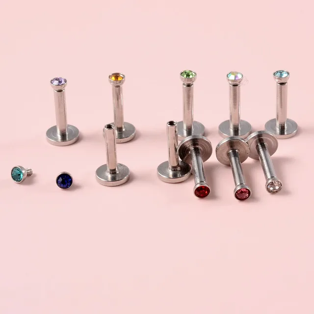6 Orecchini In Titanio F136 Labret - 16G Con Sfera 3mm - Per Labbro, Tragus, Helix - Filettatura Interna - Foto 6
