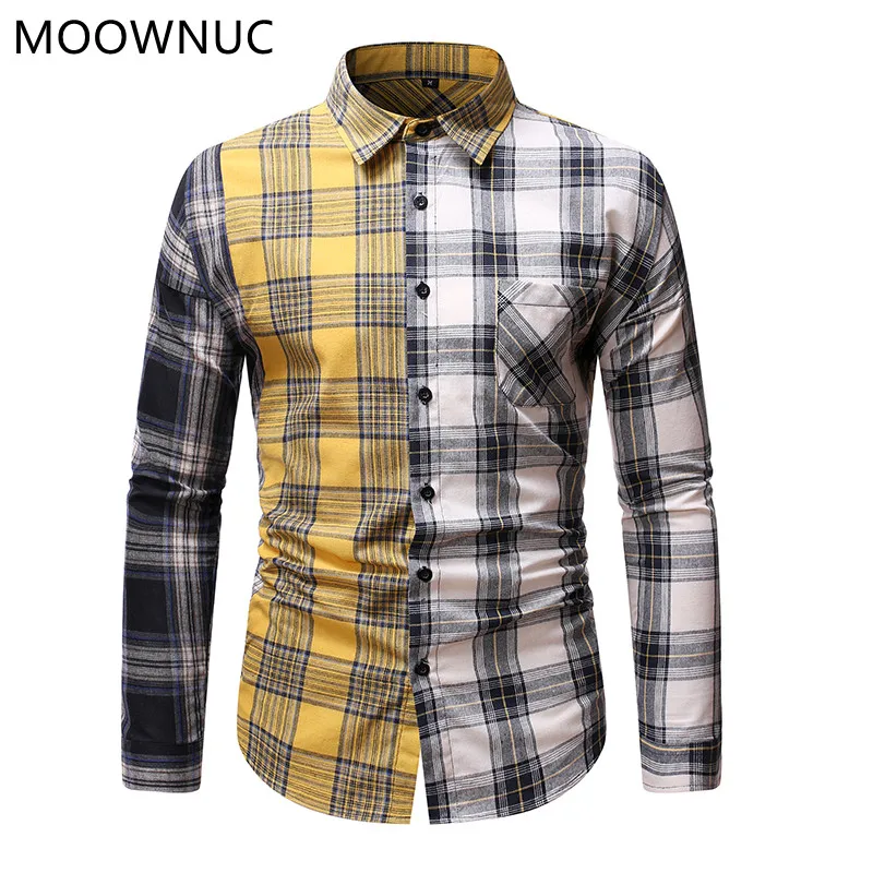 

2021 Spring And Autumn New Plaid Contrast Color Casual Loose Fashion Trend High Quality Windproof Warm Men'S Long Sleeve Shirt