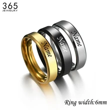 Personalized Stainless Steel Engraved Name Rings Men Women 6 Color Couple Finger Ring Party Wedding Jewelry
