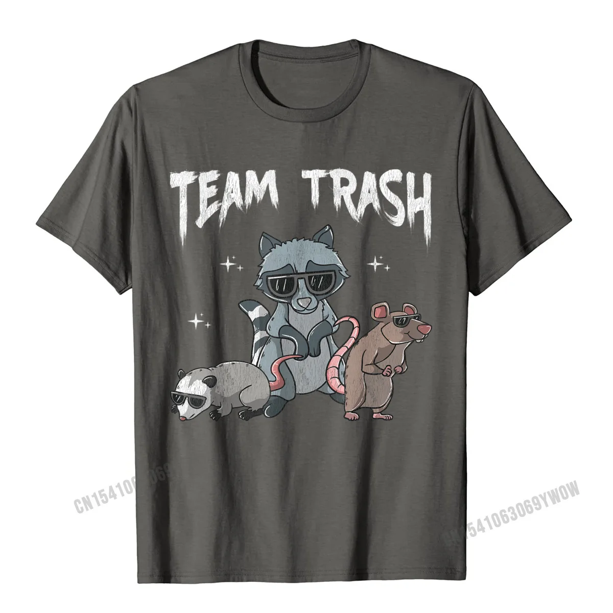 Crazy Cotton Fabric Tops & Tees for Men Printing T-shirts Design Fashion Round Collar T-Shirt Short Sleeve Top Quality Team Trash Shirt Animal Gang Opossum Raccoon Rat Garbage T-Shirt__752 carbon