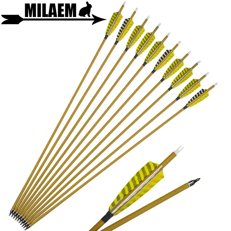 

6/12pcs 30inch Archery Carbon Arrow Spine 450 4inch Turkey Feather ID6.2mm Compound /Recurve Bow Shooting Hunting Accessories