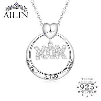 

AILIN Custom Hebrew Pendant Necklace 925 Silver Women Personalized 1-3 Engraved Name Necklaces With CZ Jewelry Gifts For Mother