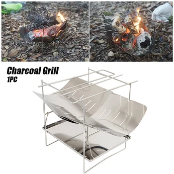 

Stainless Steel Charcoal Grill Garden Portable Folding BBQ Accessory Lightweight Non Stick Cooking Barbecue Grill
