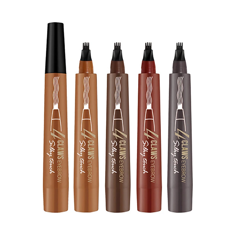 Ручка для бровей с кисточкой двусторонняя микроблейдинг водостойкая стойкая