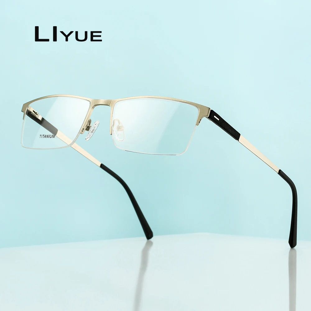 

Titanium Alloy Glasses Frame Men Fashion Male Square spectacles Eyeglasses Frame Myopia Prescription Glasses Screwless Eyewear