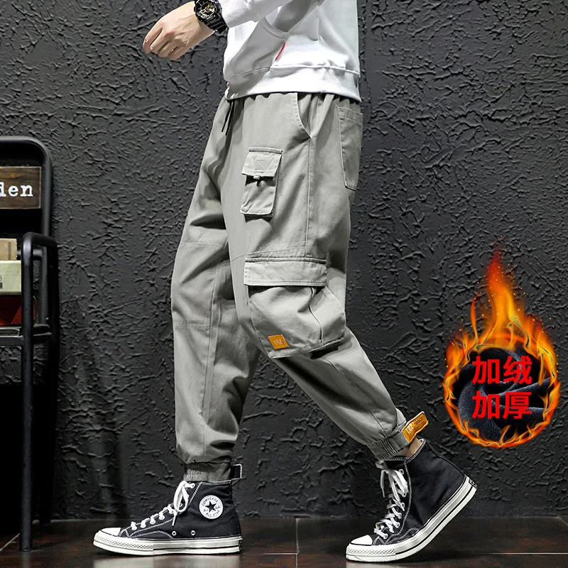 

2019 Hk1927 plus Velvet Japanese-style Black Wall Large Size Labeling Workwear Pants with Velvet M-5x Hk1192