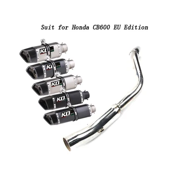 EU Edition For Honda CB600 Slip On Motorcycle Exhaust Middle Link Pipe Muffler Tips Stainless Steel Exhaust System