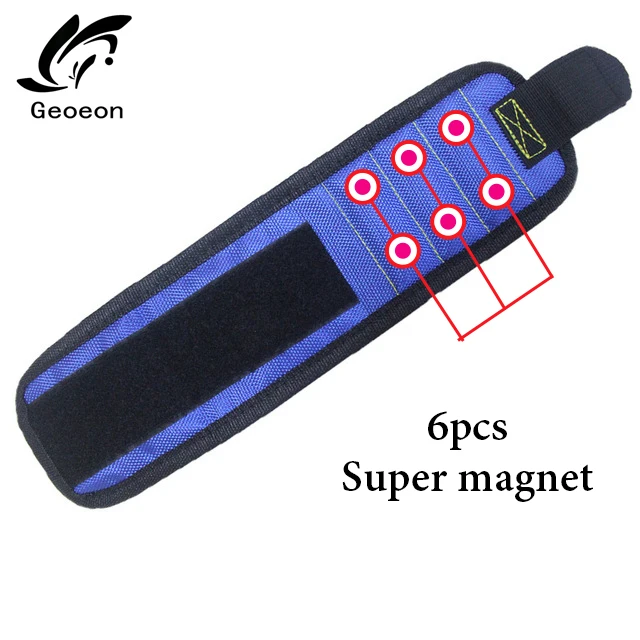 blue Geoeon полиэфирный магнитный браслет 10 шт. сильные магниты Портативная сумка электрик сумка для инструментов шурупы держатель для дрели ремонтный инструмент ремень - Цвет: blue