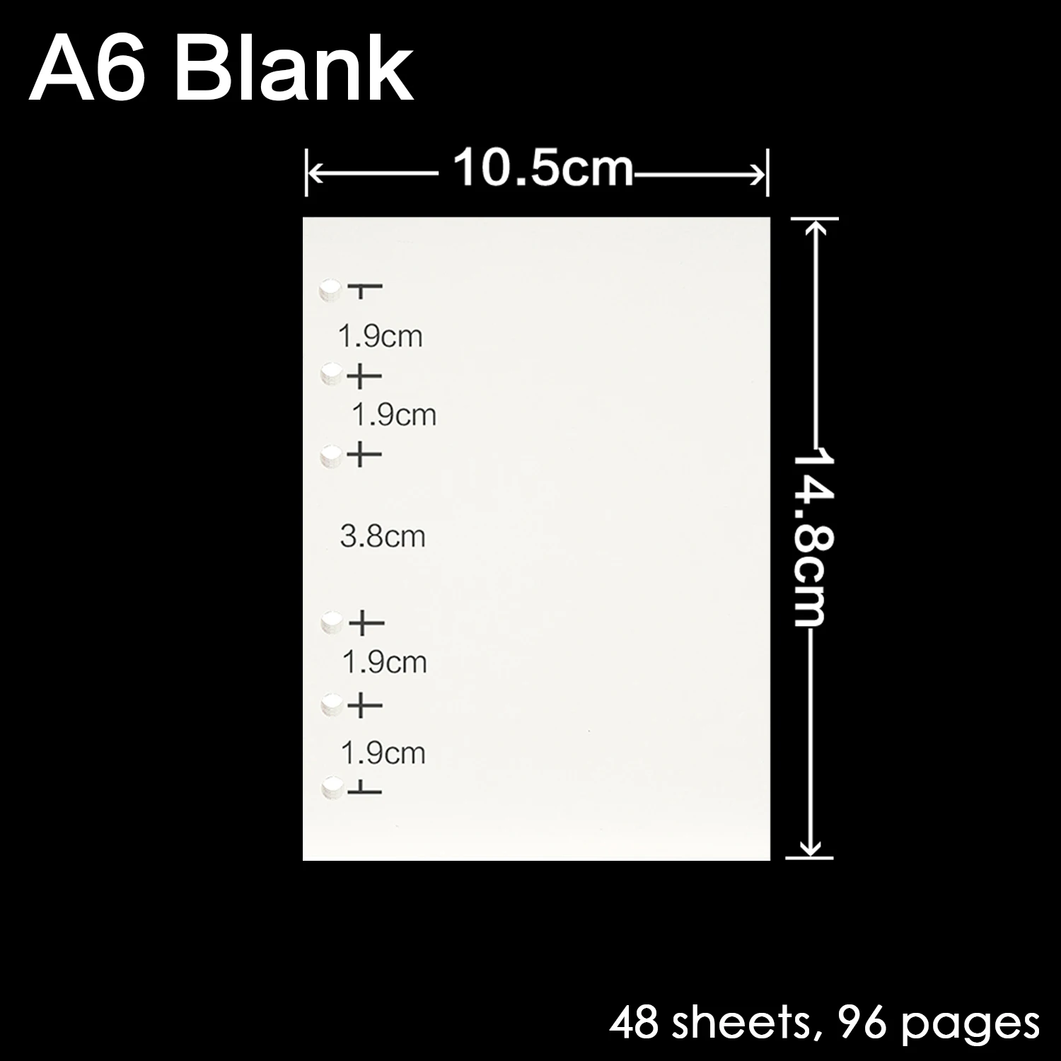 Высокое качество, записная книжка с кольцом A5, A6, A7, вставные заправки, 6 отверстий, вкладыш, дневник на спирали, планировщик, внутреннее ядро, 100 г, бумага - Цвет: Standard A6 Blank