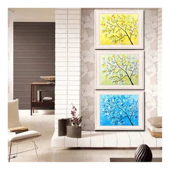 

3pcs Handcraft Diy Ribbon 3D embroidery For Beginner needlework kit painting cross stitch tree Wall Painting Home Decoration Art