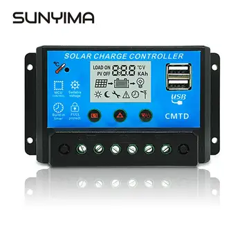 

SUNYIMA 12V/24V 20A 10A Solar Panel Charge Controller PWM LCD Battery Regulator Mppt Smart Solar Battery Controller for PV Syste