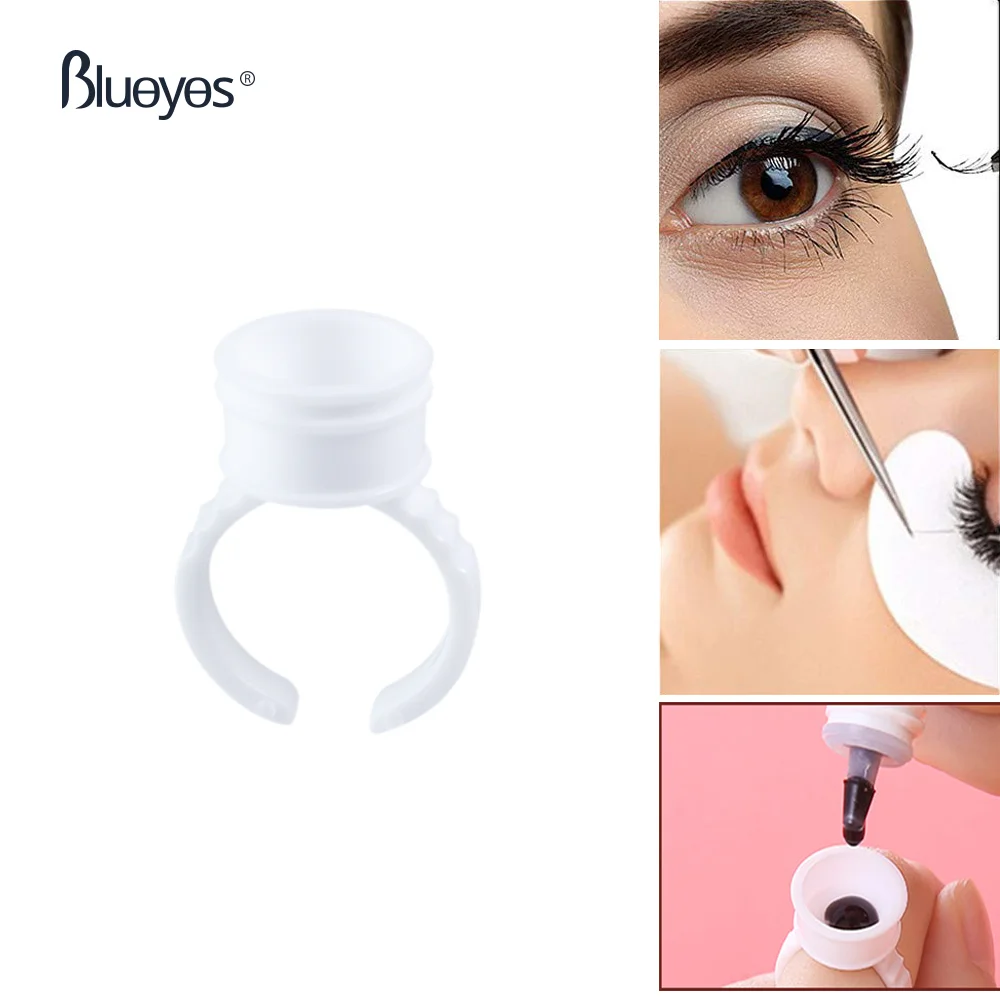 100pcs Eyelash Extension Glue Holder Eyelashes Ring Cup Tools Kit Set Professional Makeup