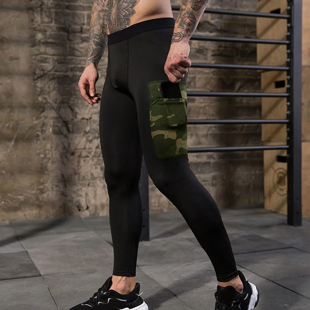 black and camouflage Новые мужские тренировочные брюки для тренировок фитнес стрейч быстросохнущие колготки спортивные брюки для мальчиков IR-ing - Цвет: black and camouflage