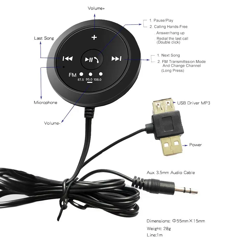 Автомобильный Bluetooth 5,0 Автомобильный приемник Поддержка u-диска MP3-плеер fm-передатчик AUX аудио музыкальный приемник беспроводной телефон адаптация