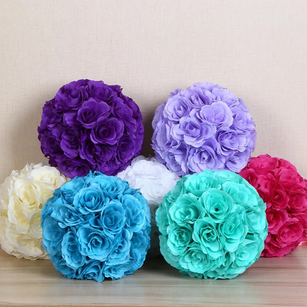 1pcs 7inch Artificial Rose Silk Flower Kissing Ball for wedding room
