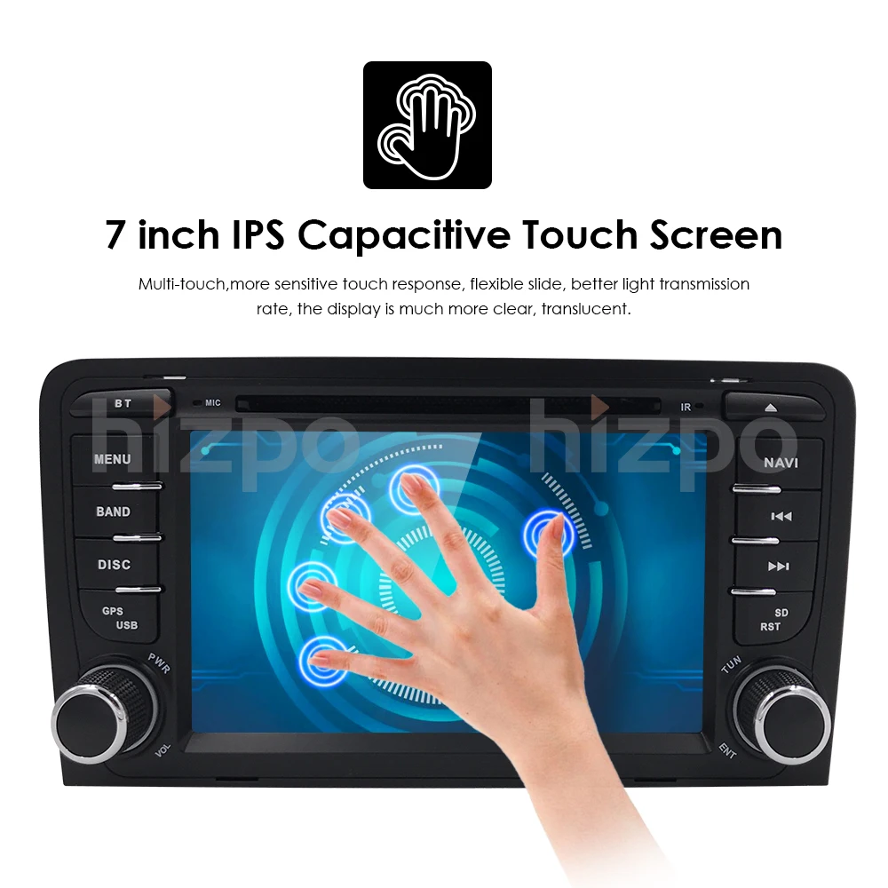 Excellent Ossuret Quad core 2 din Android 9.0 Car GPS Navigation for Audi A3 (2003-2011) Stereo AutoRadio Bluetooth WIFI 4G DVD DAB CAM 12