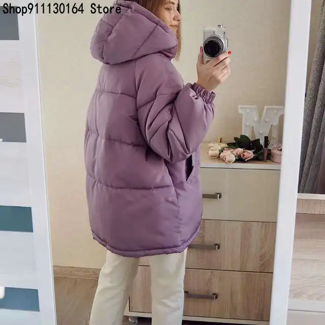 Autumn Winter 2021 New Womens Coats Blue Jackets Hooded Coat Thick Cotton Parkas Oversized Jacket Female For women