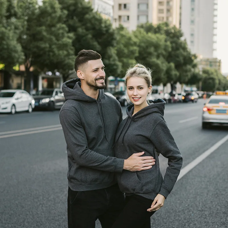 

Lover's Casual Loose Fleece Solid Hoodies Women Men Spring Autumn Pullovers Out Side Sweatershirt Hooded Tops Clothing Female
