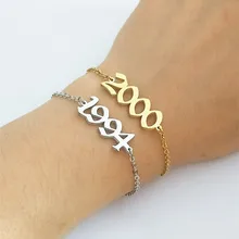 10 шт., браслеты и браслеты с цифрами для женщин, BFF, ювелирные изделия, старый английский, от 1991 до 2000, браслет на день рождения, золотой Ketting Pulseira Masculina