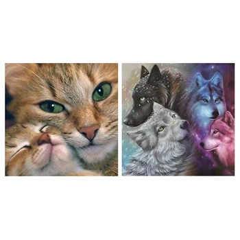 

Full 5D Diy Diamond Painting Cross Stitch "Cat Eyes" & 5D Diamond Painting Kit,Wolf Full Drill Diy 5D Diamond Paintings
