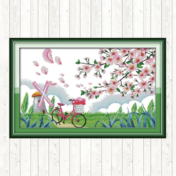 

Gentle Breeze In Spring Embroidery Handmade Needlework Package Home Decor 11CT 14CT Cross Stitch DMC Floss Kit Cross Stitch Kits
