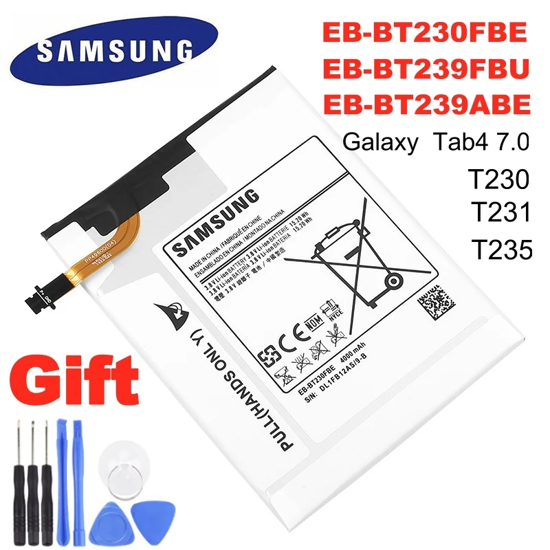 EB BT230FBE BT239FBU BT239ABE 4000 мА/ч SAMSUNG оригинальный планшет батарея для Samsung Galaxy Tab4 7 0 &quotSM T230/T231/T235 +