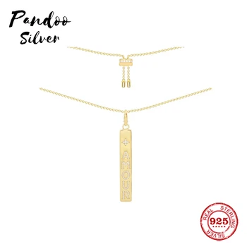 

High Quality S925 Sterling Silver Jewelry 1:1 Copy,Yellow Silver AMOUR Plate Adjustable Necklace For Women Party Jewelry Gift