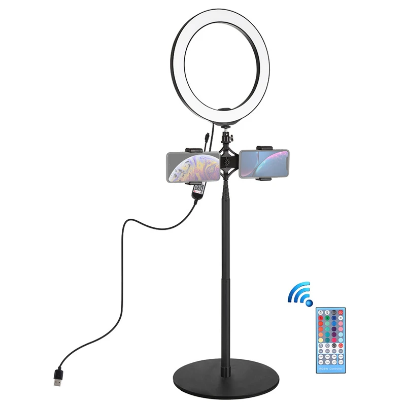 10.2 Inch 26cm Ring Light Dimmable RGB Ring Light Set with Phone Clamp and Remote for Makeup Video Lamparas 40NOV2701